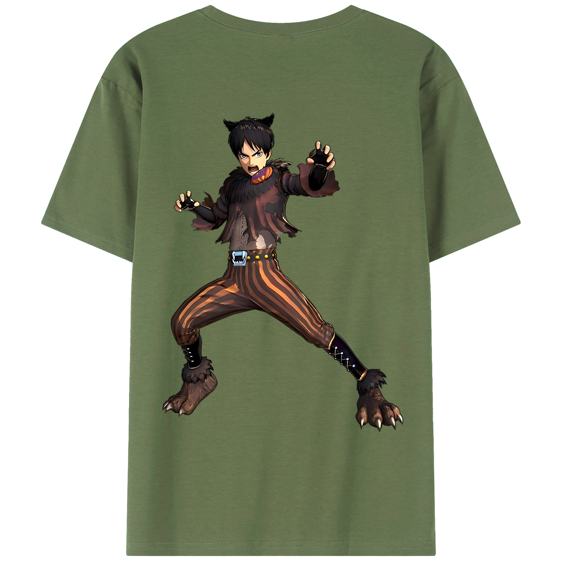 （画像用） 進撃の巨人 エレン･イェーガー Attack on Titan Eren Jäger 綿100％ メンズ半袖Tシャツ（バックプリント） 通気性
